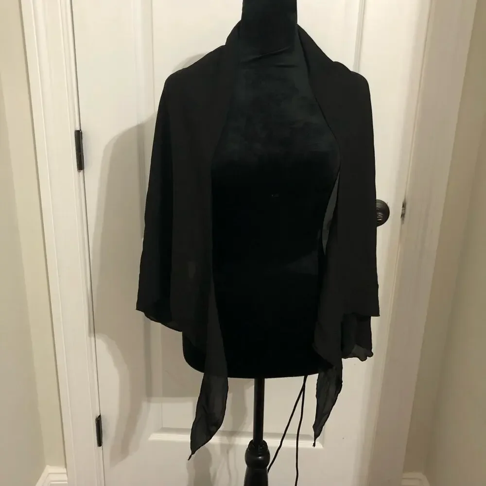 Dotti Black Sheer‎ Chiffon Tie Front Wrap Shrug Cover Up DTSSC100 One Size NEW